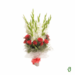 100 Red Roses Arranged in A Cane Basket